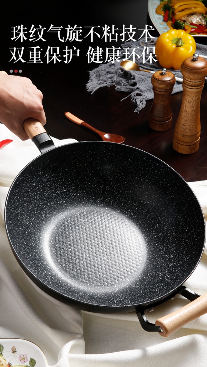 Wok with wheat, rice and stone